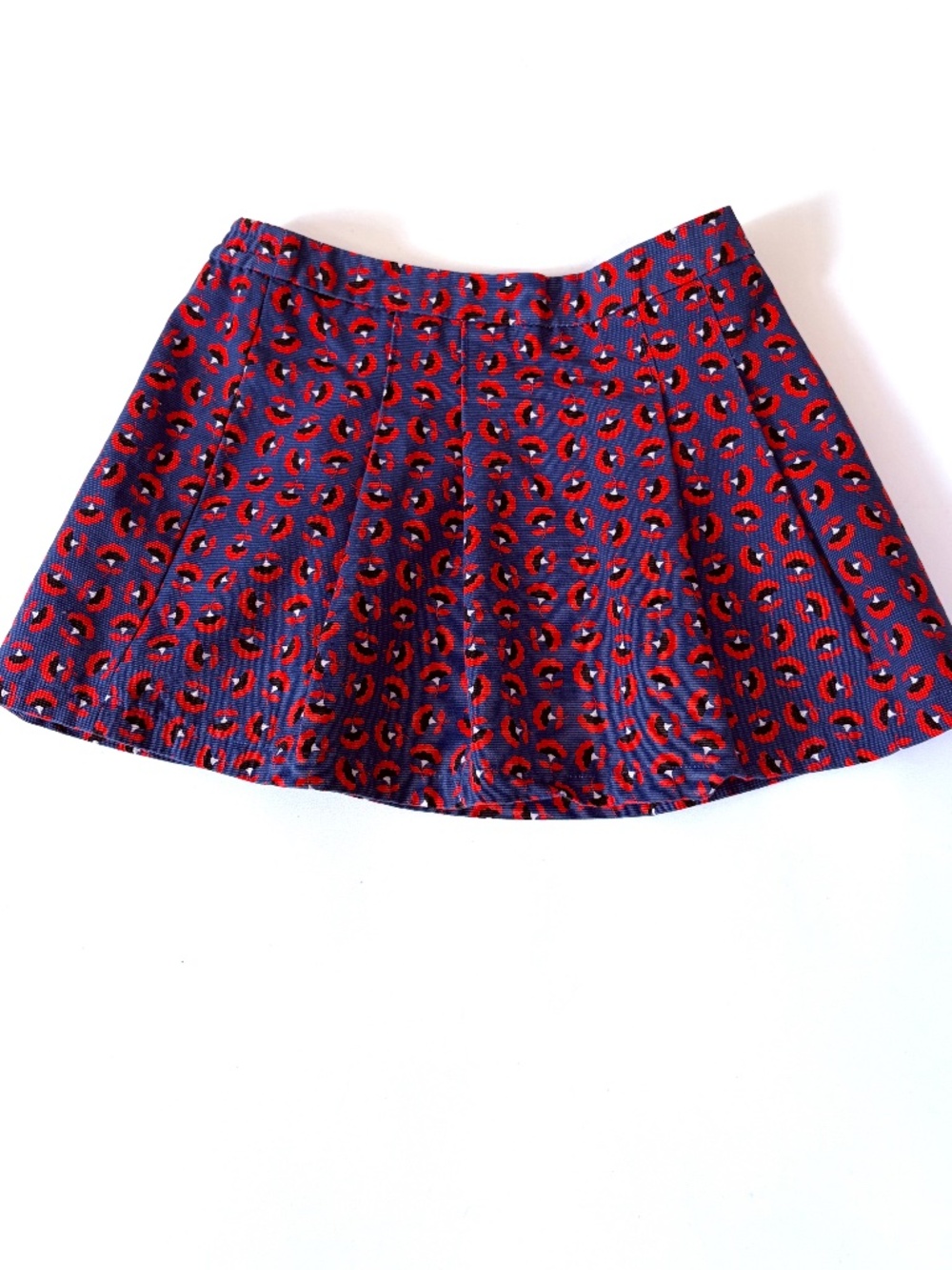 Zara Girls Blue and Red Abstract Print Pleasted Skirt Size 9/10